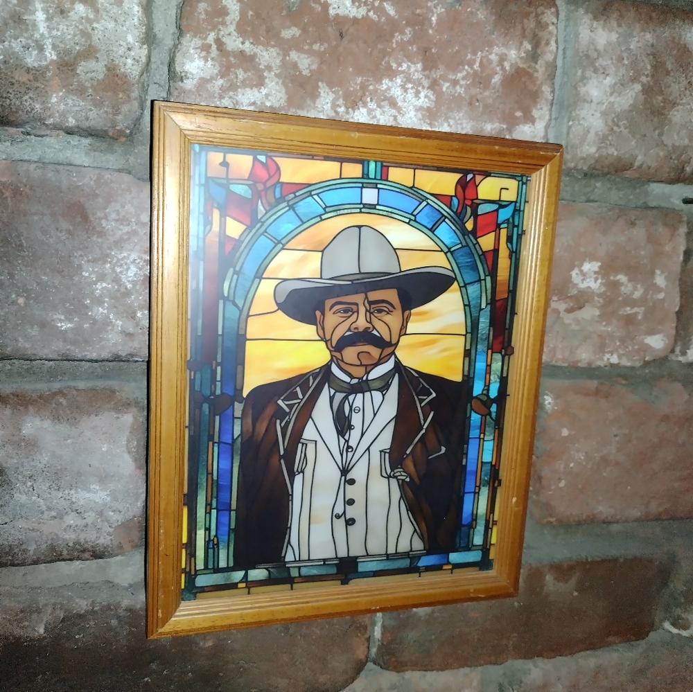 Pancho Villa Stained Glass Style Framed Art Print By Neon Nicho